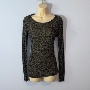 Y2k BCBG Black gray burnout  Long Sleeve fitted crew neck top size large